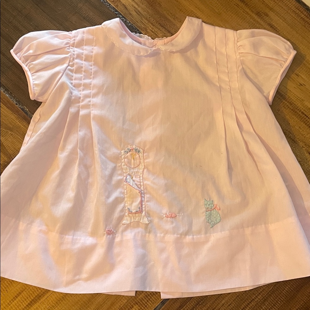 Vintage Pink Kids Dress with Embroidered Design